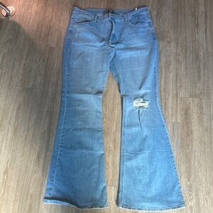Lee Light Blue Distressed Flare Jeans